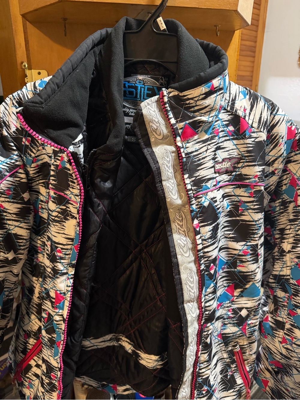Castle Women's Ski Jacket in Black, White & Pink Accent